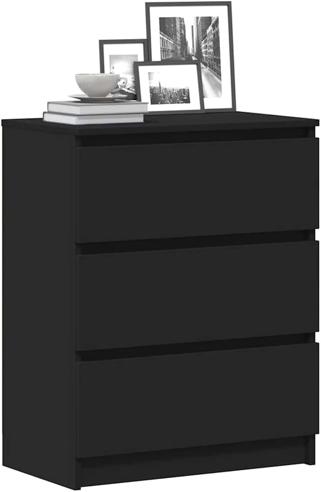 vidaXL Sideboard, Storage Unit with Drawer, Storage Cabinet, Living Room Organizer Indoor, Black Engineered Wood