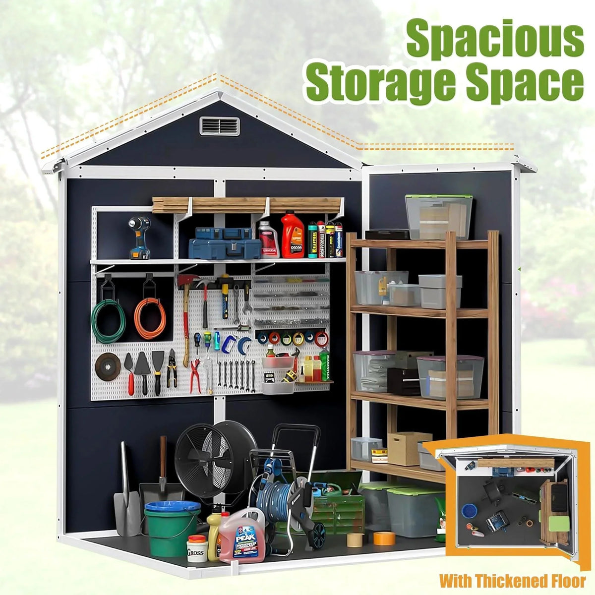 Enyopro 306gal Outdoor Storage Shed, Horizontal Resin Shed, Resistant Tool Plastic Shed for Storage of - Product image 18
