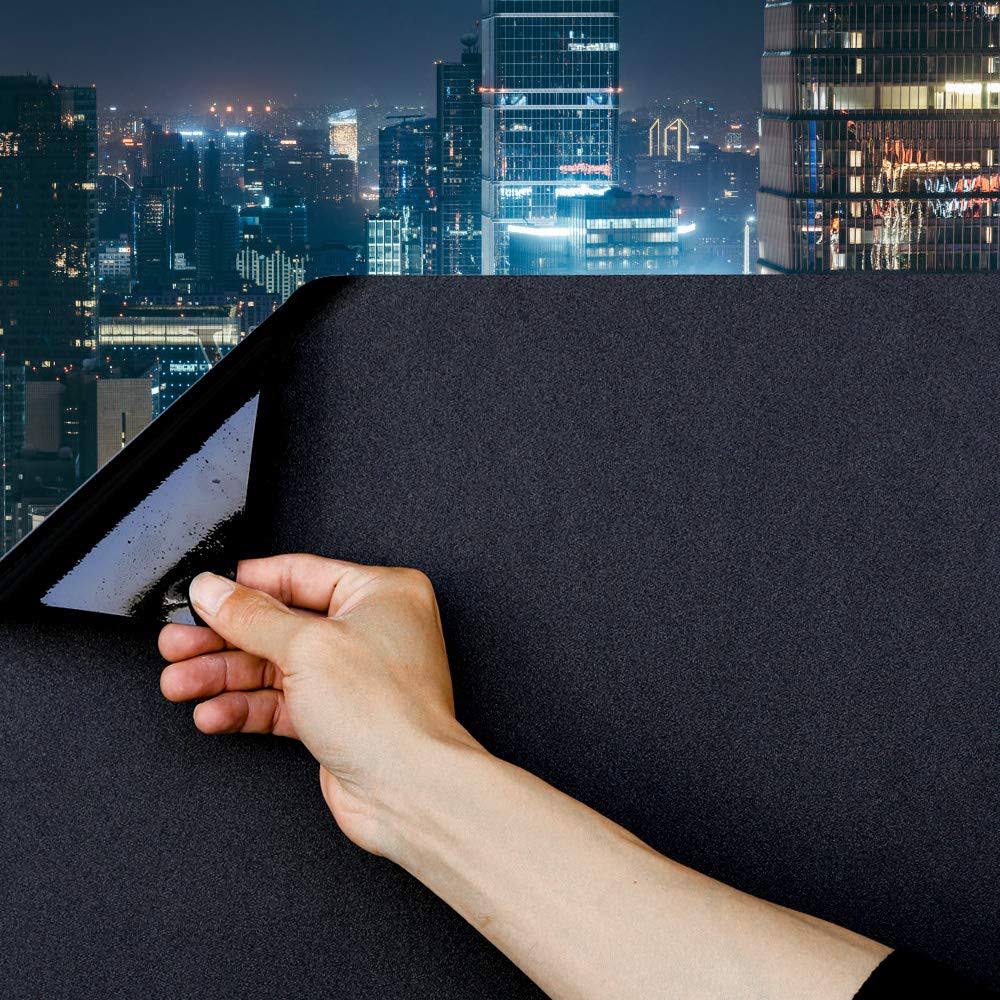 Decorfun Static Cling Total Blackout Window Film 100% UV Blocking Window Darkening Film Black Opaque - Product image 1