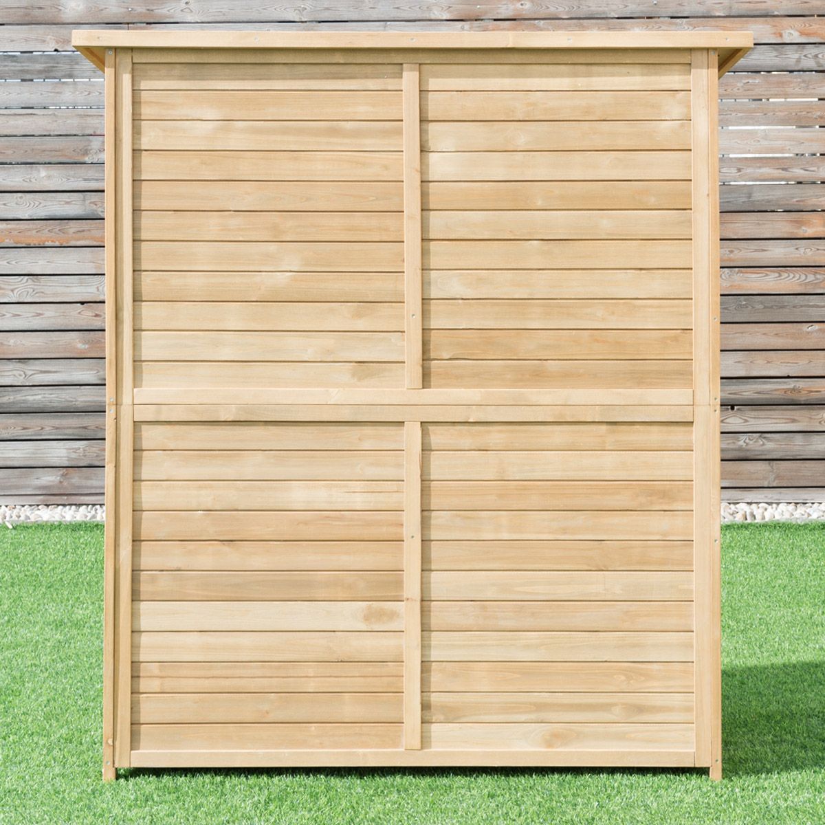 Wooden Garden Shed Outdoor Garden Shed Double Doors with Latch Sloped Asphalt Roof Outdoor Garden Shed 140 x 50 x 162 cm Natural -