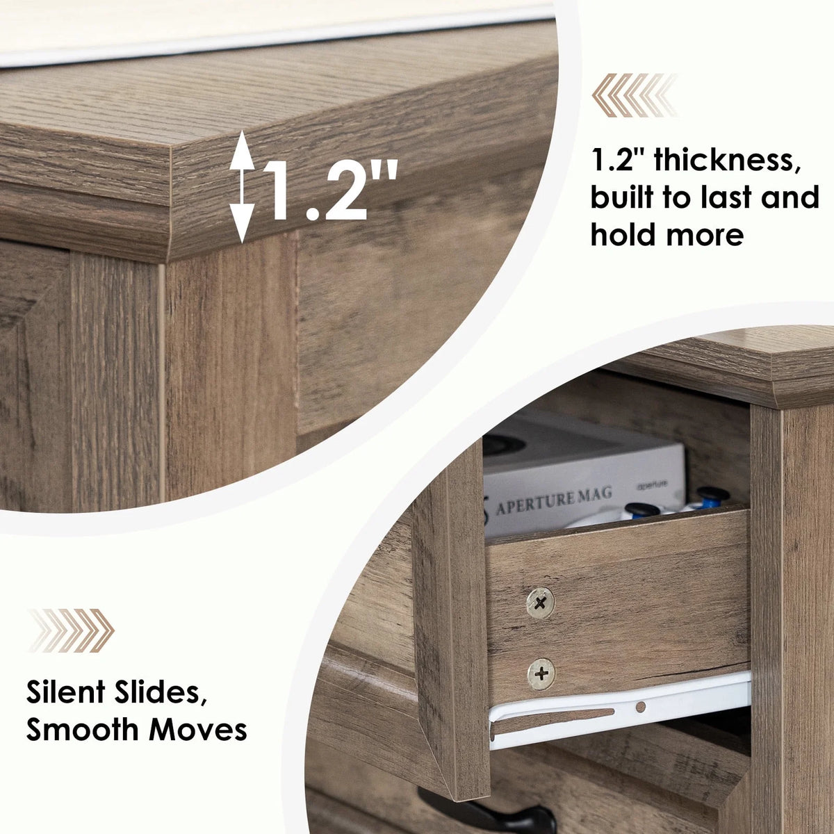 Hommpa Farmhouse 3 Drawers Nightstand with Charging Station, Rustic Wood Night Stand with Drawers for - Product image 15