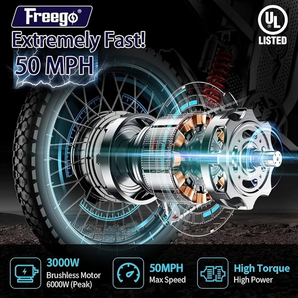 6000W(Peak) Motor 60V/35ah Battery, Freego X2pro Electric Motorcycle for Adults - Product image 2