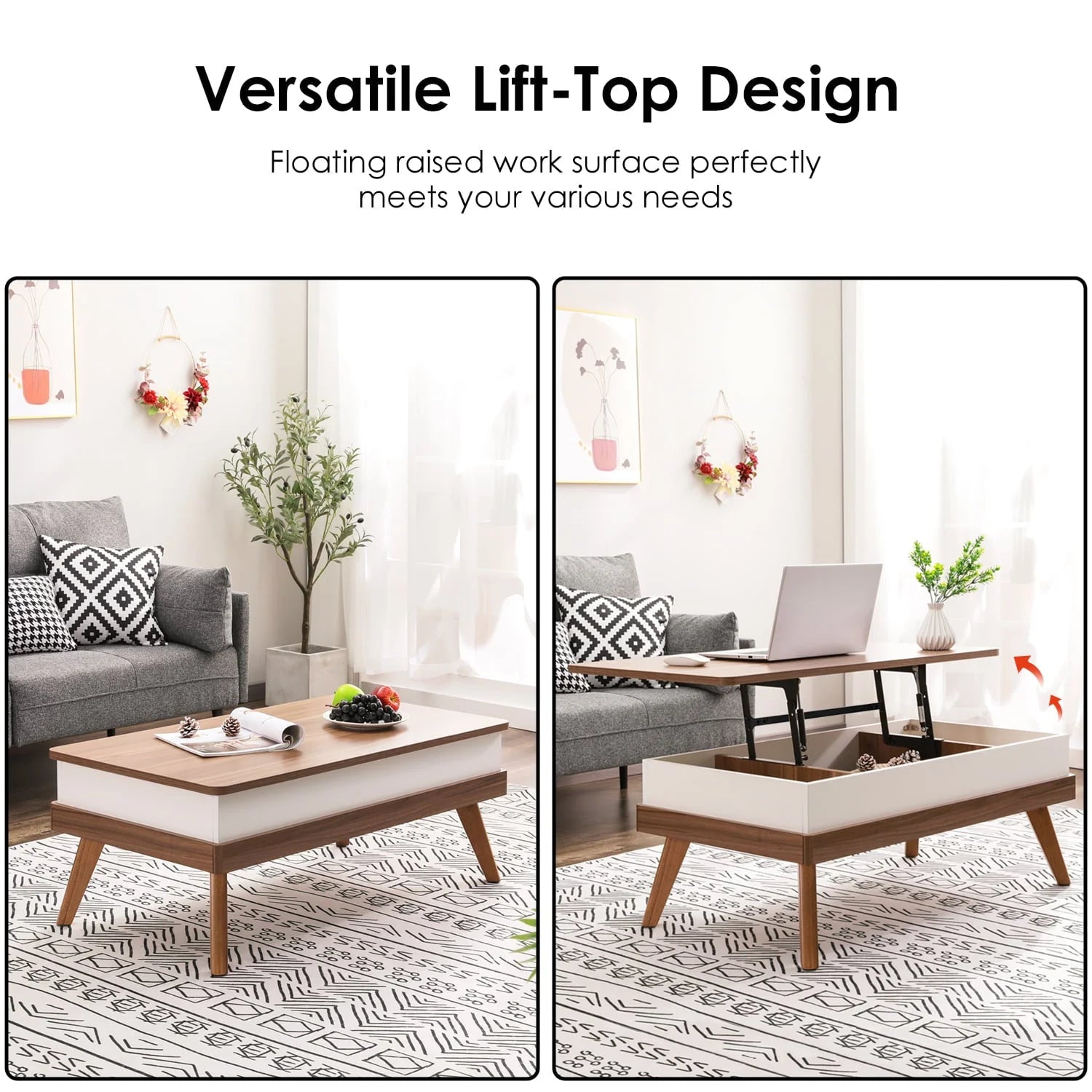 Bidiso Lift Top Coffee Table, Easy - to - Assembly Center Table with Hidden Storage Compartment - Product image 5