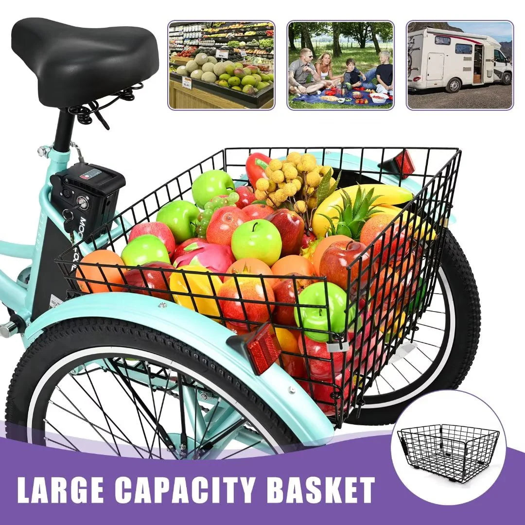 Docred 24" Electric Tricycle for Adults & Seniors, 7 Speed 3 Wheel E - Bike with Large Basket/Low - Product image 4