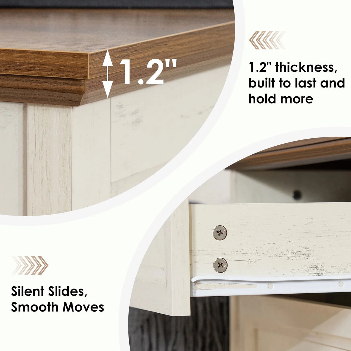 Hommpa Farmhouse 3 Drawers Nightstand with Charging Station, Rustic Wood Night Stand with Drawers for - Product image 4