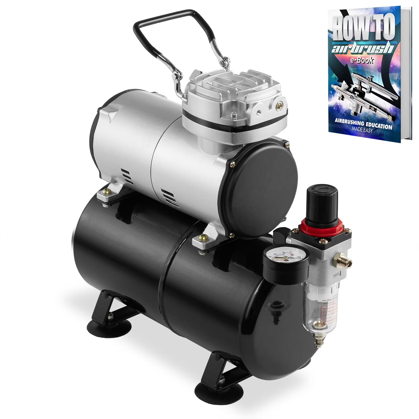 Pointzero 1/5 HP Airbrush Compressor with Air Tank, Regulator, Gauge and Water Trap - Quiet Portable Pump - Product image 1