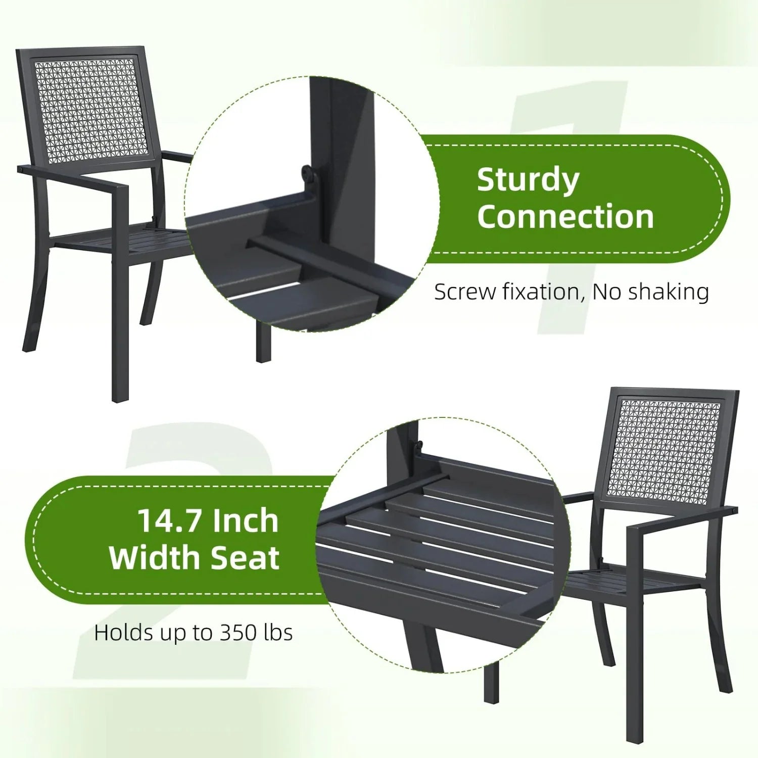 AECOJOY Outdoor Patio Dining Chairs with Armrest, Stackable Arm Chairs - Product image 5