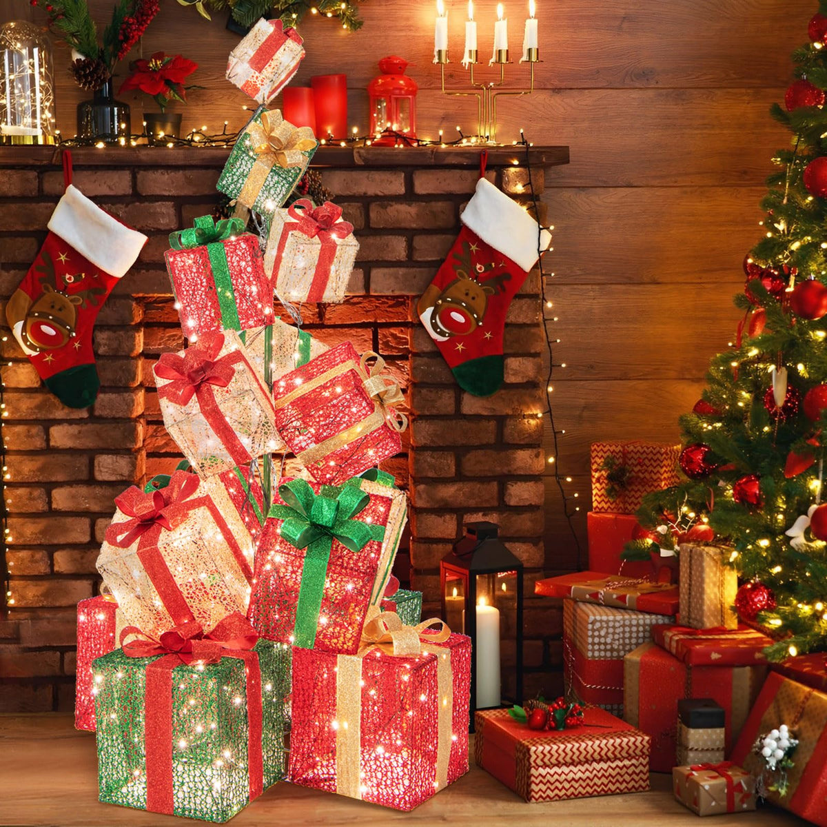 Tangkula 5.6 FT Christmas Lighted Gift Box Tower - Product image 1