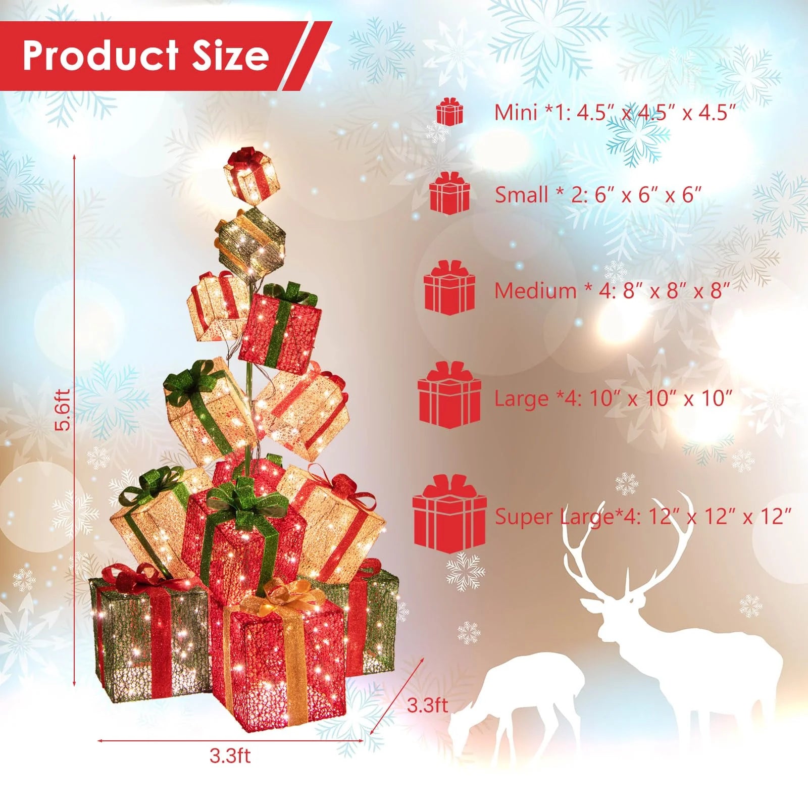 Tangkula 5.6 FT Christmas Lighted Gift Box Tower - Product image 7