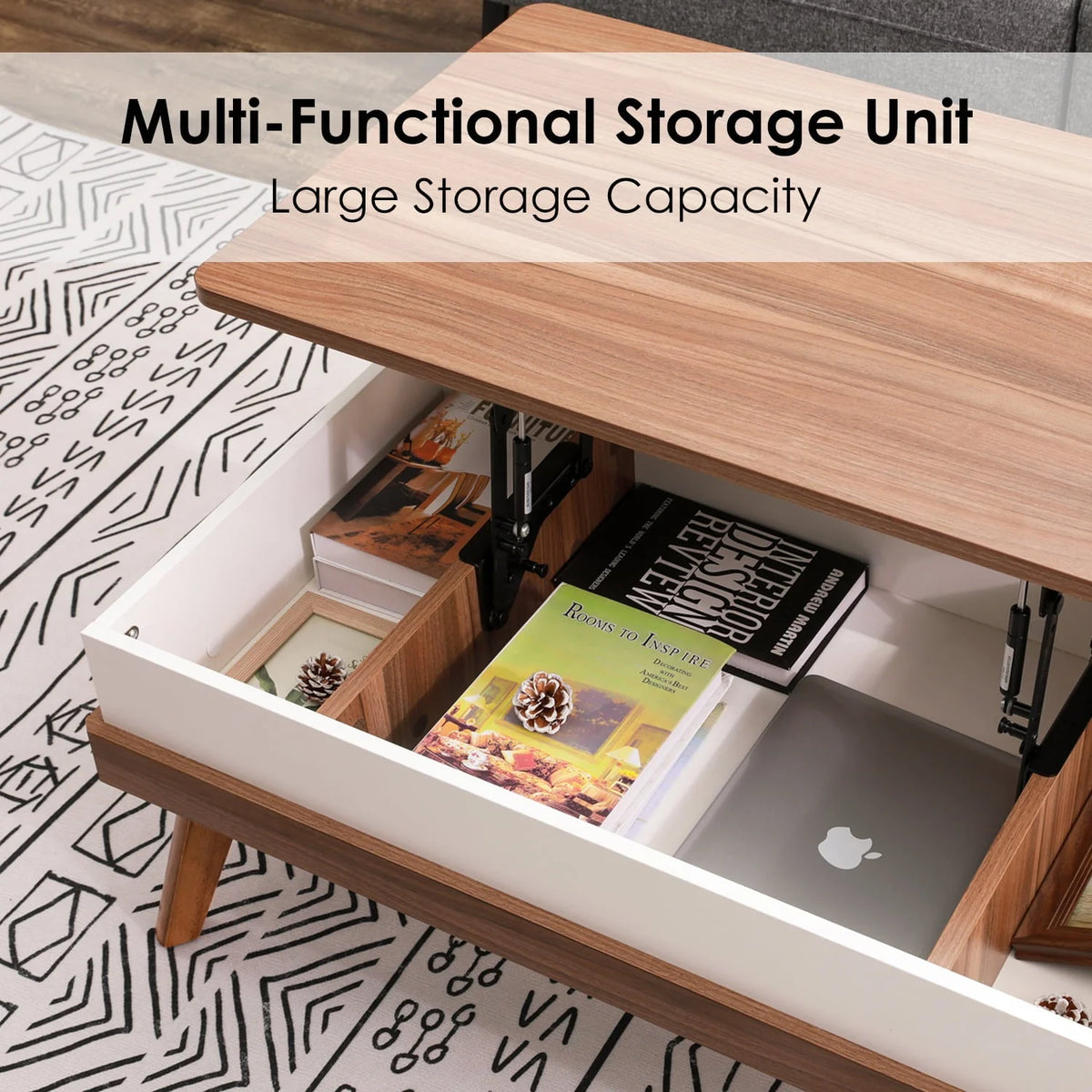 Bidiso Lift Top Coffee Table, Easy - to - Assembly Center Table with Hidden Storage Compartment - Product image 6