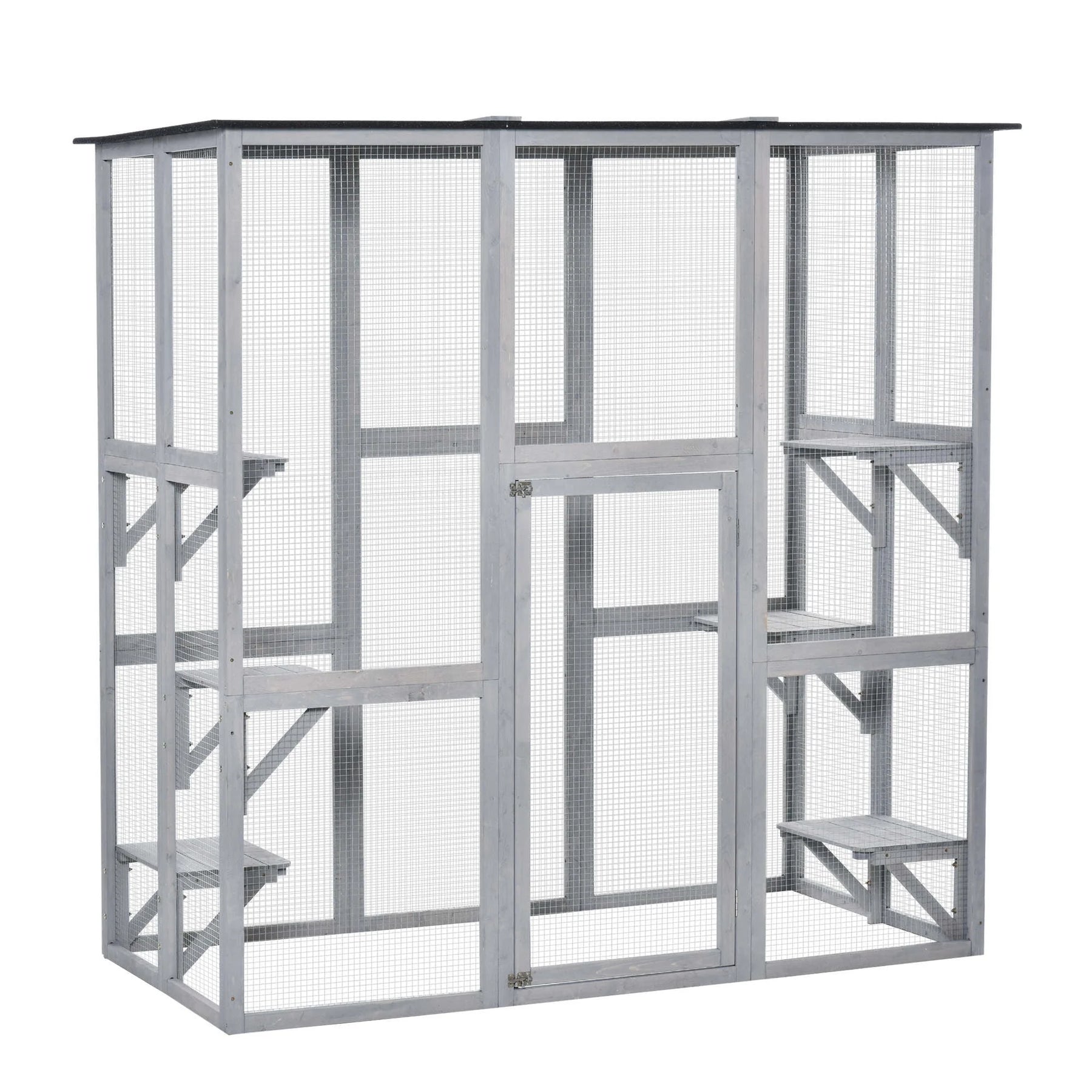 Pawhut Wooden Catio Enclosure with Weather Protection, 6 Platforms, Outdoor, Large, 71" x 38.5" x 71" - Product image 1