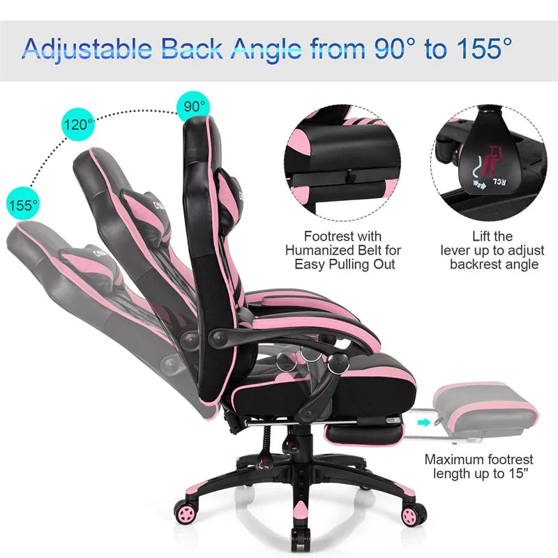 Ergonomic Gaming Chair Recliner with Footrest, Linkage Armrests & Lumbar Support - Product image 62