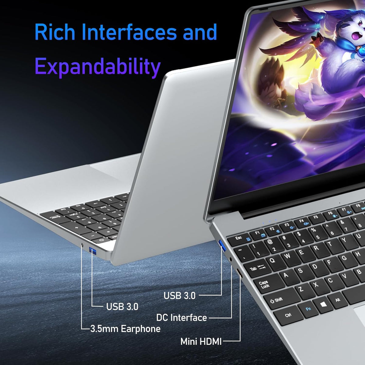 15 6 Inch Laptop PC Celeron N5095 CPU 16GB RAM 512GB SSD Laptop Win11 FHD 1920 x 1080 Backlit & Unlocking Fingerprint Webca Wi-FI 5 BT4.2 USB 3.0 * 2