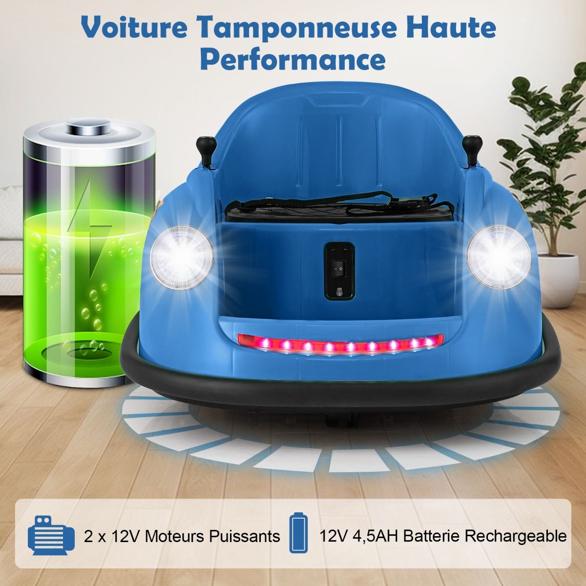 12V Electric Bumper Car for Kids Battery Powered Remote Control LED Lights Music for Ages 2-5 Pink/Red/Blue -