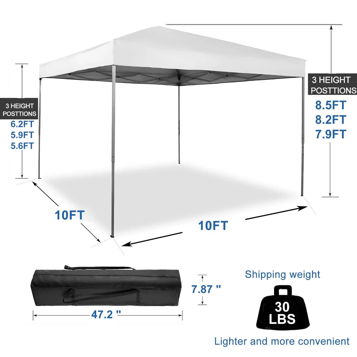 GVDV Canopy Tent, 10x10 Ft Easy Pop up Outdoor Canopy Tent, Portable Straight Leg Gazebo Instant Canopy - Product image 50