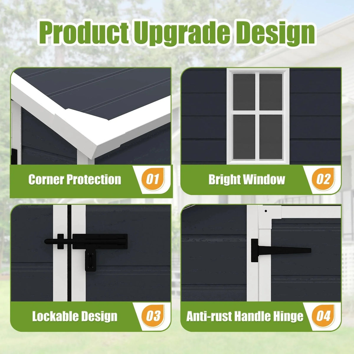 Enyopro 306gal Outdoor Storage Shed, Horizontal Resin Shed, Resistant Tool Plastic Shed for Storage of - Product image 11