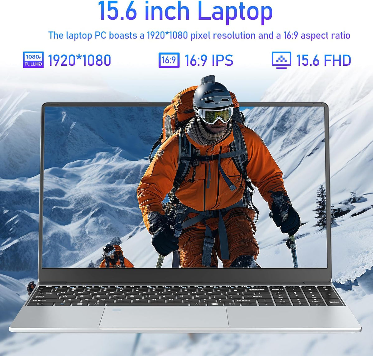15 6 Inch Laptop PC Celeron N5095 CPU 16GB RAM 512GB SSD Laptop Win11 FHD 1920 x 1080 Backlit & Unlocking Fingerprint Webca Wi-FI 5 BT4.2 USB 3.0 * 2