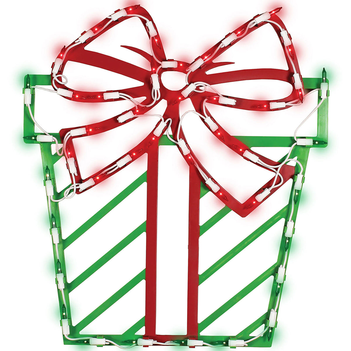 16" Lighted Red and Green Present Christmas Window Silhouette Decoration - Product image 1