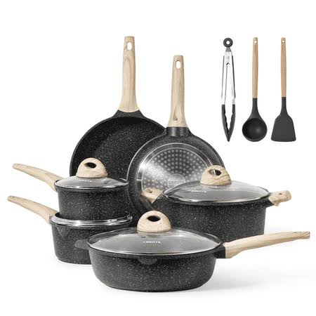 Carote Nonstick Pots and Pans Set, 13 Pcs Induction Kitchen Cookware Sets (Black Granite), Size: 6 - Product image 1