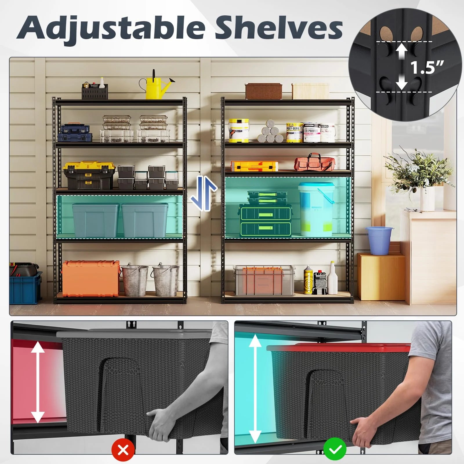 Tangkula 5-Tier Heavy Duty Garage Shelving Unit 2200 LBS Metal Storage Organizer Rack - Product image 5