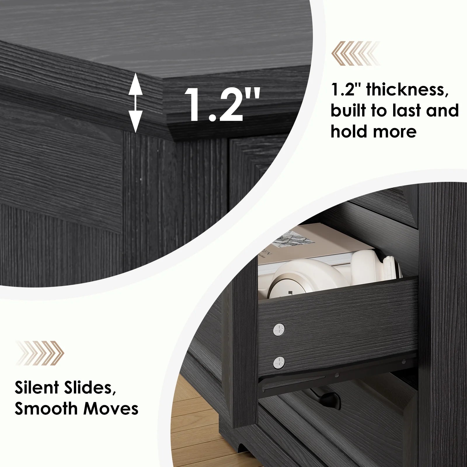 Hommpa Farmhouse 3 Drawers Nightstand with Charging Station, Rustic Wood Night Stand with Drawers for - Product image 25