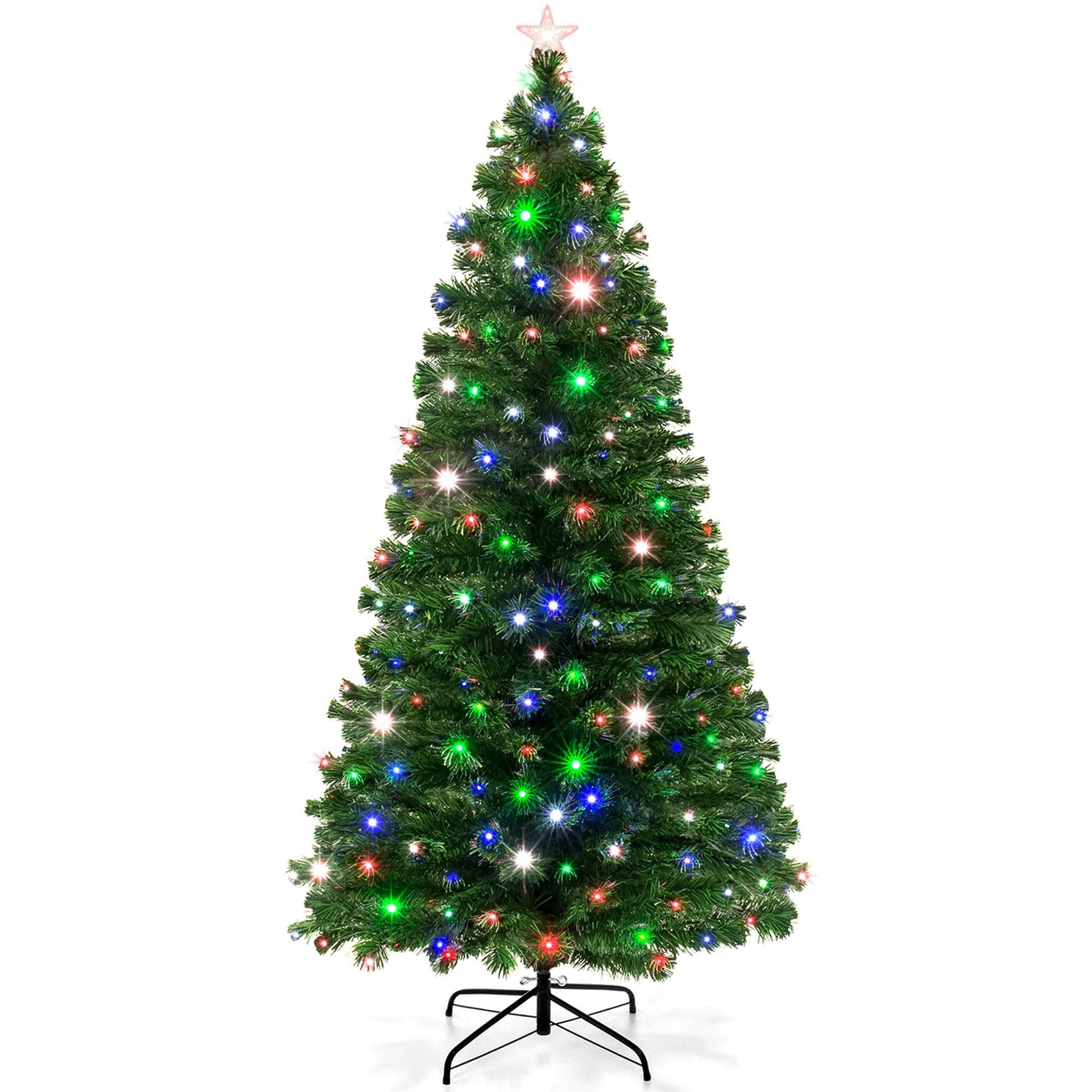 Best Choice Products 6ft Pre-Lit Fiber Optic Artificial Pine Christmas Tree w/ 230 Multicolored LED Lights - Product image 1
