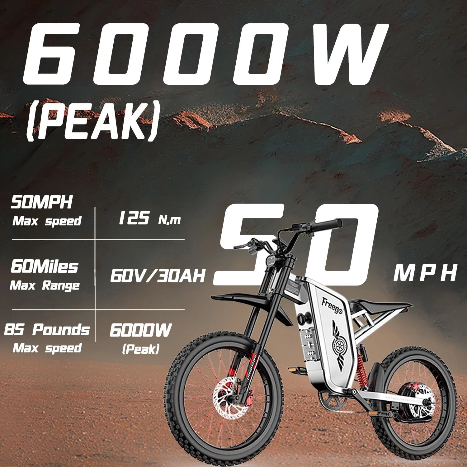6000W(Peak) Motor 60V/35ah Battery, Freego X2pro Electric Motorcycle for Adults - Product image 12
