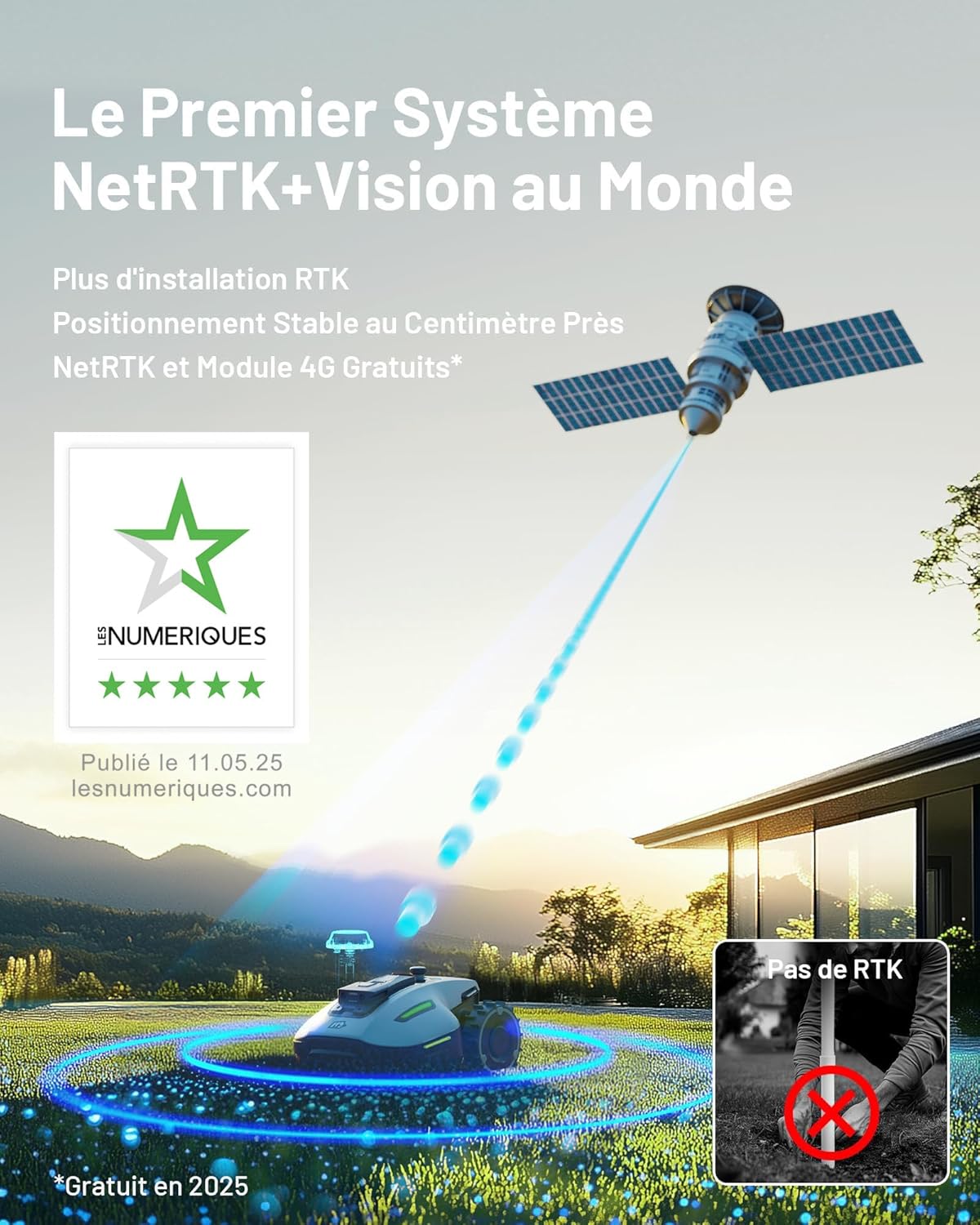 MAMMOTION YUKA Mini 700 Wireless Robot Lawn Mower, NetRTK+Vision, No RTK Antenna Required, Recommended 700 m², 50% Slope, Automatic Mapping, with 4G Module