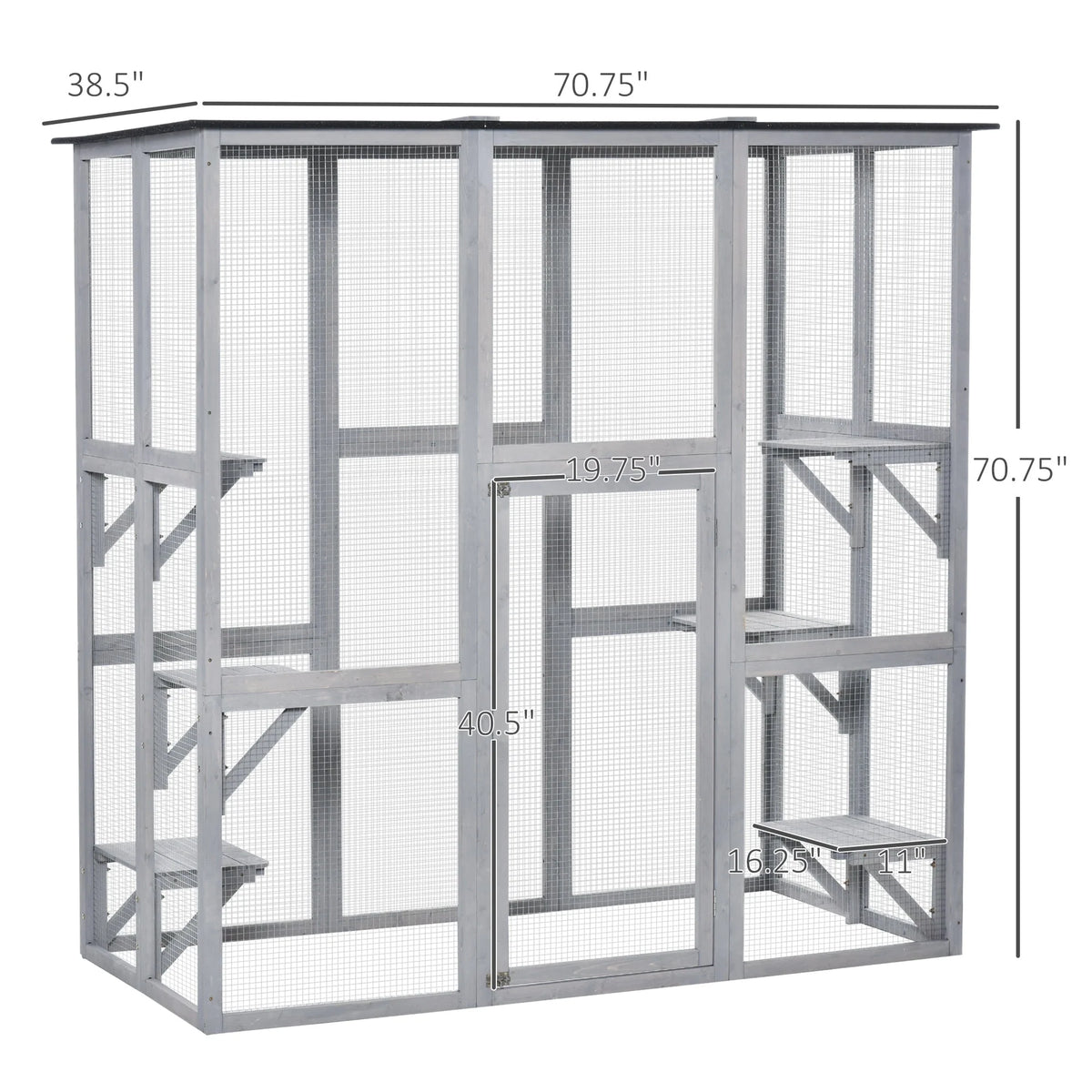 Pawhut Wooden Catio Enclosure with Weather Protection, 6 Platforms, Outdoor, Large, 71" x 38.5" x 71" - Product image 8