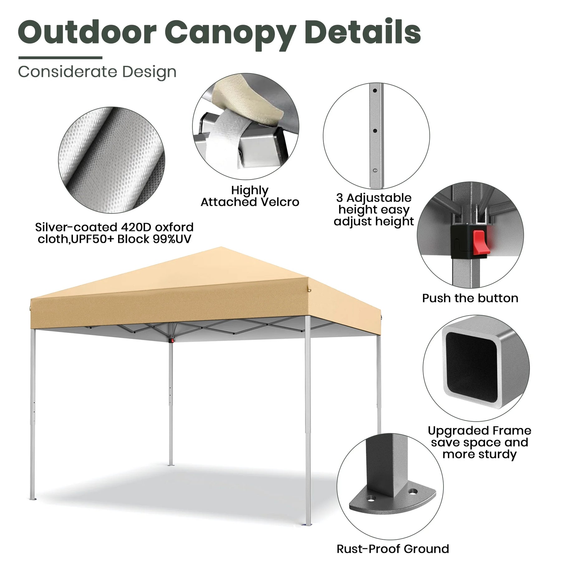 GVDV Canopy Tent, 10x10 Ft Easy Pop up Outdoor Canopy Tent, Portable Straight Leg Gazebo Instant Canopy - Product image 72