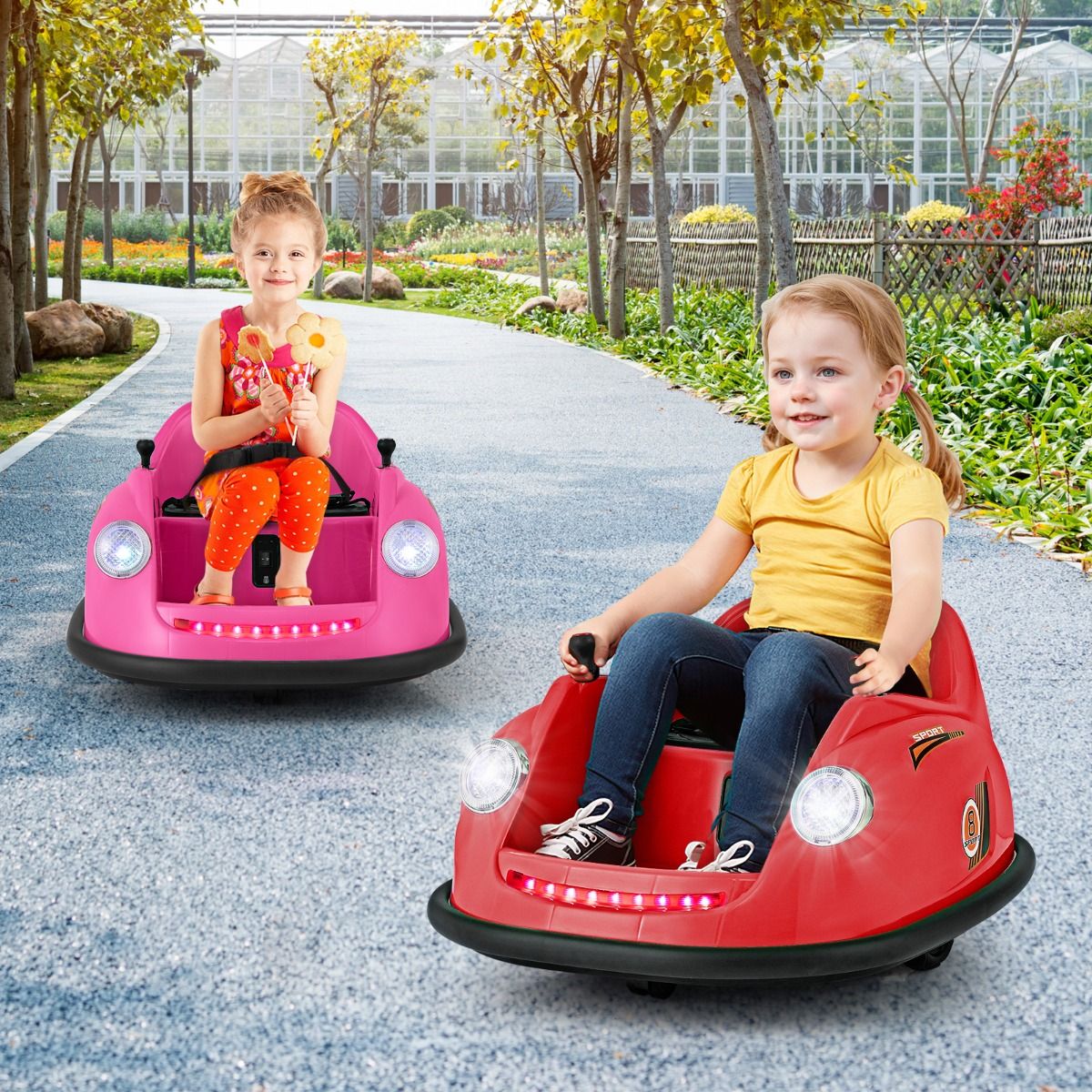 12V Electric Bumper Car for Kids Battery Powered Remote Control LED Lights Music for Ages 2-5 Pink/Red/Blue -