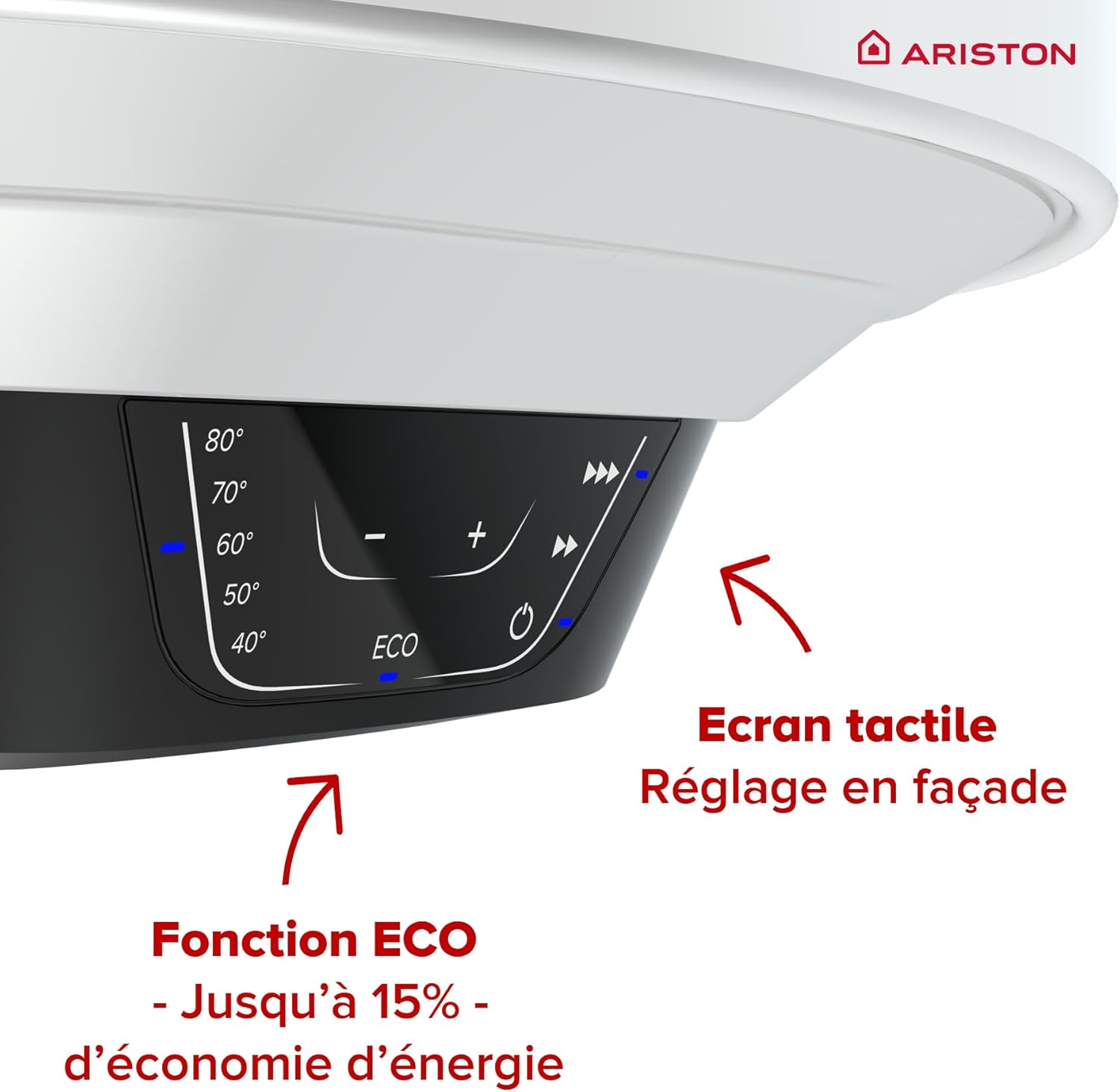 Ariston PRO1 ECO 80L - Vertical Wall-Mounted Electric Water Heater Ø450 mm - Intelligent ECO Function - Class B - Designed and manufactured to be installed in France