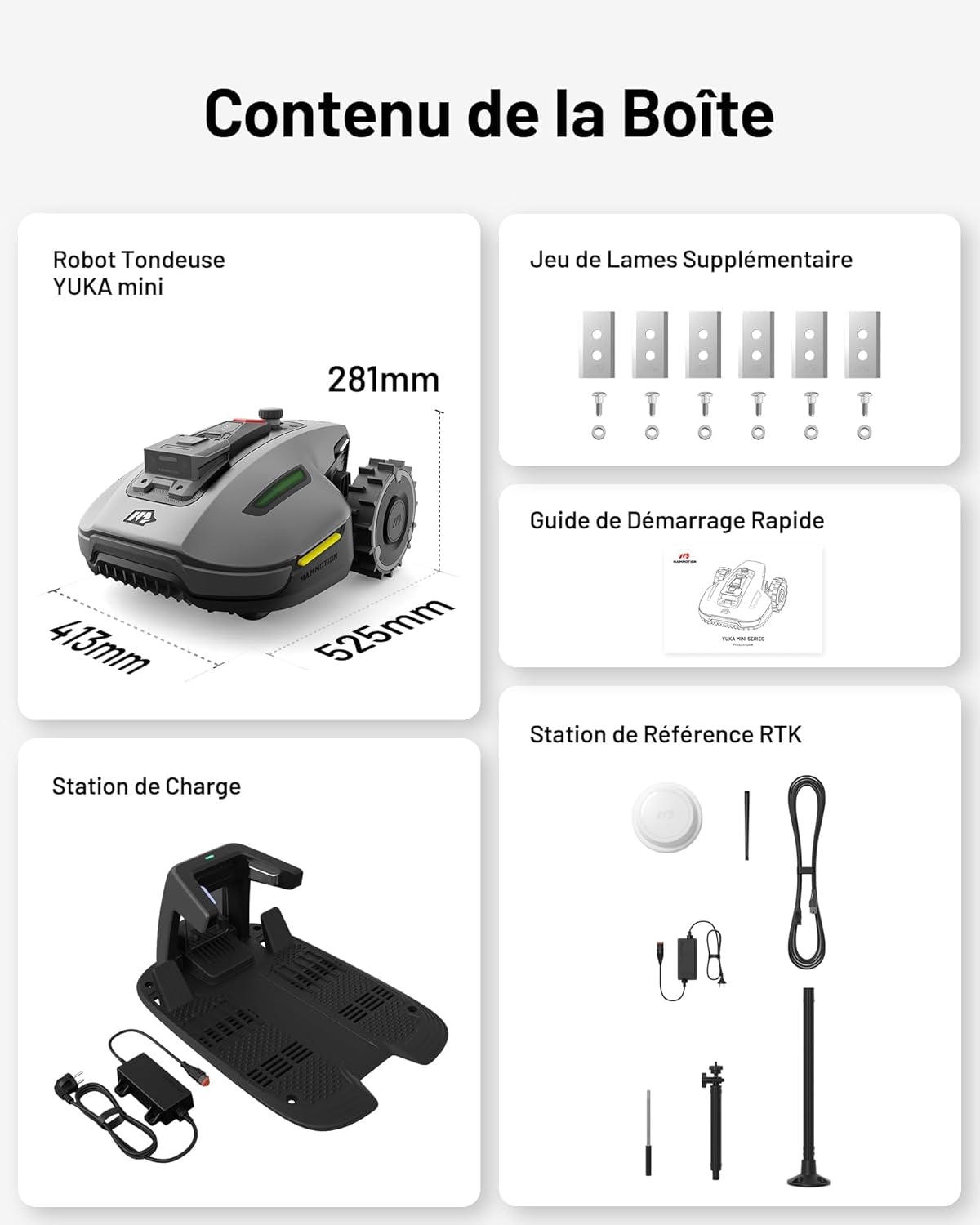 MAMMOTION YUKA Mini 700 Wireless Robot Lawn Mower, NetRTK+Vision, No RTK Antenna Required, Recommended 700 m², 50% Slope, Automatic Mapping, with 4G Module