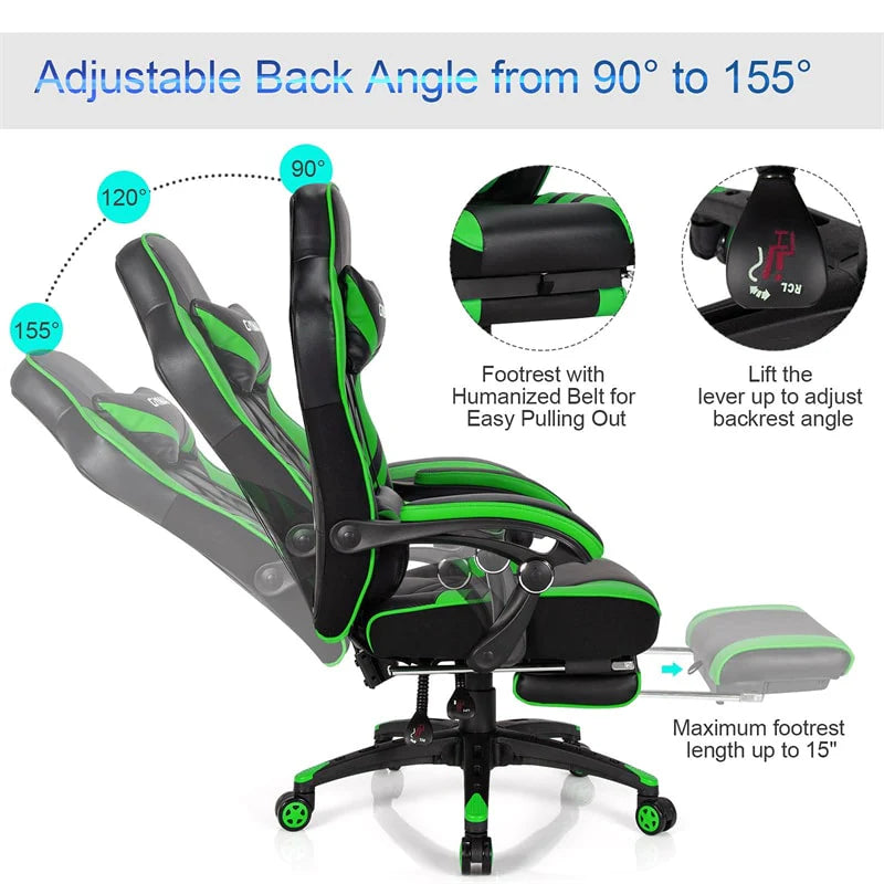 Ergonomic Gaming Chair Recliner with Footrest, Linkage Armrests & Lumbar Support - Product image 52