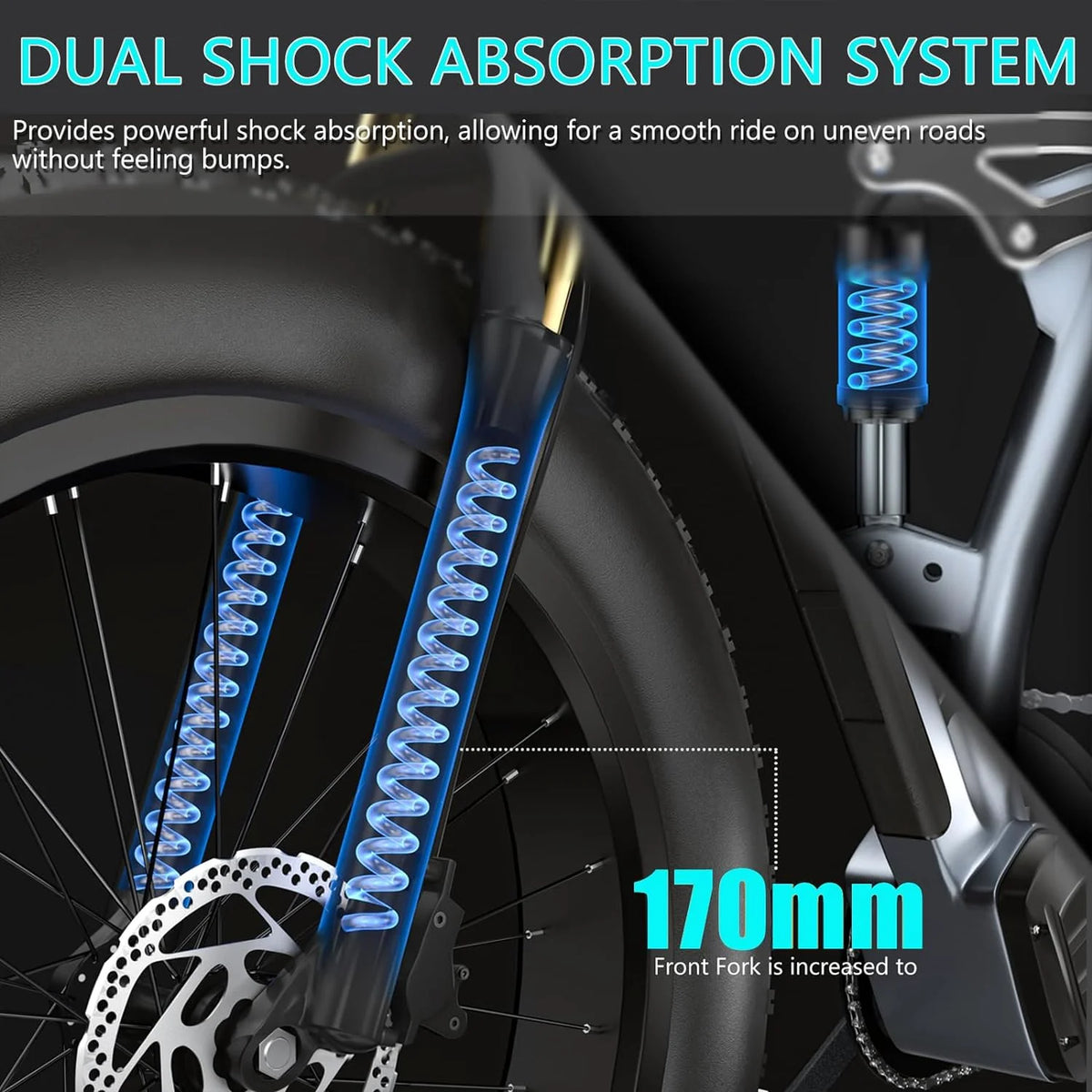 Electric Bike for Adults 26'', 1000W E - Mountain Bike 48V 30/20ah UL2849 Removable Battery - Product image 45