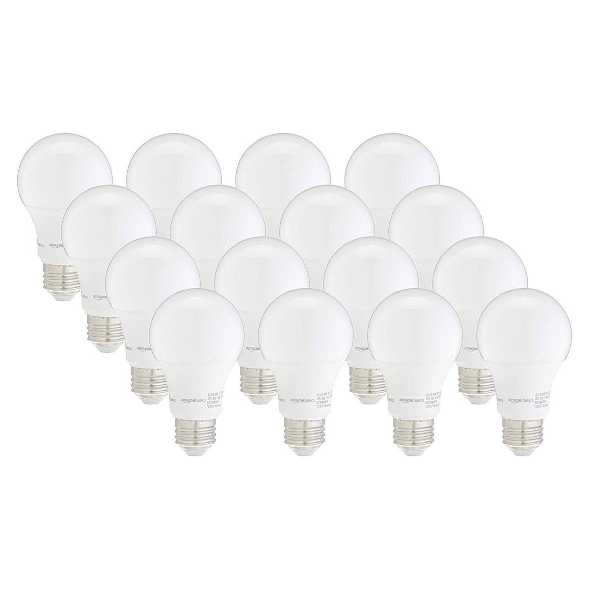 Amazon Basics 60W Equivalent, Soft White, Dimmable, 10, 000 Hour Lifetime, A19 LED Light Bulb - 16-Pack - Product image 1