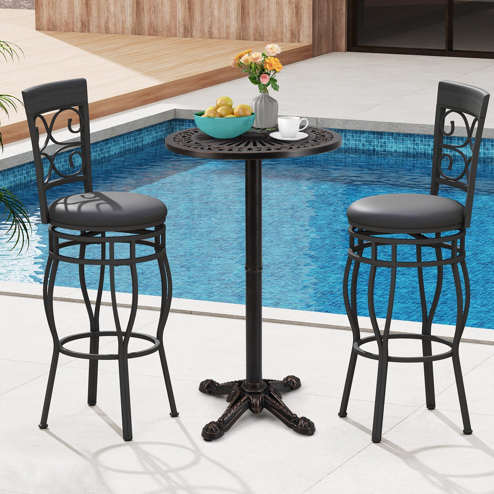 Tangkula 24" Outdoor Round Bar Table Cast Aluminum Heavy Duty Patio High Table with Stable Cross-Shaped - Product image 5