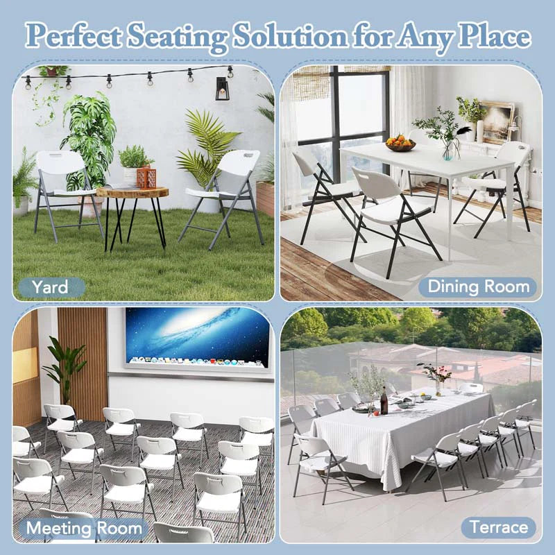 4/8/12 Pack HDPE Plastic Folding Chairs, Waiting Room Chairs with Metal Frame, Portable Banquet Chairs - Product image 14