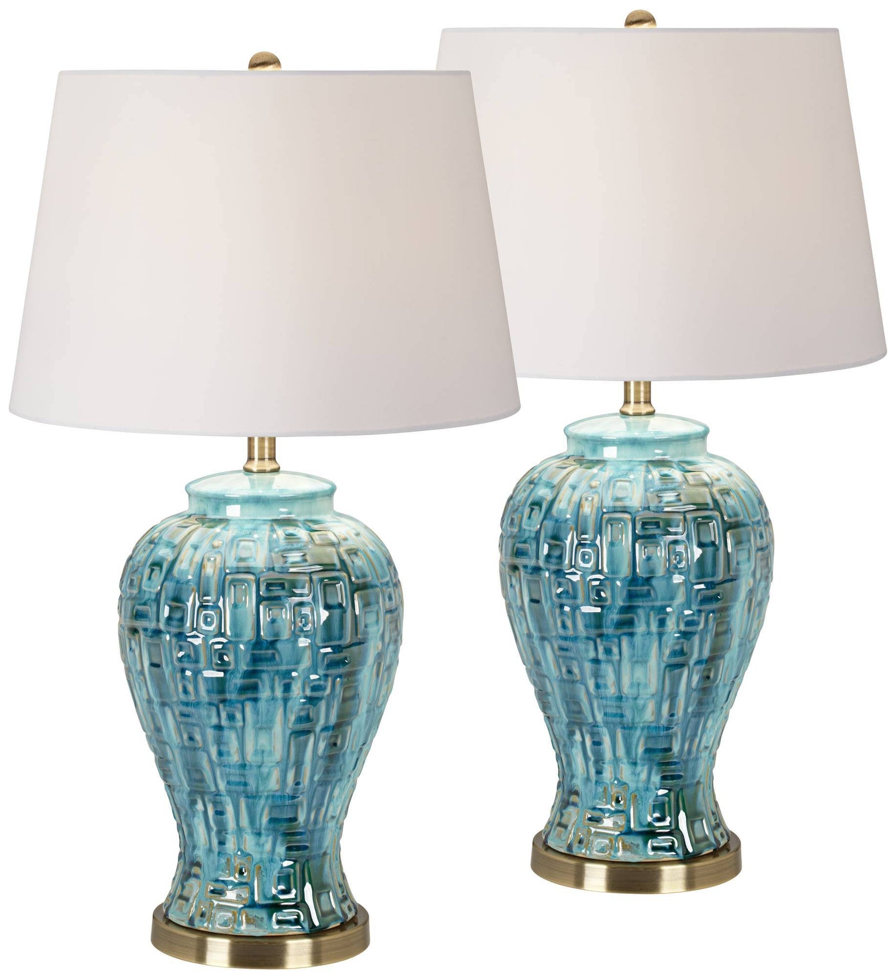 Possini Euro Design Temple Jar 27" Tall Modern Table Lamps Set of 2 Blue-Green Teal Ceramic Living Room - Product image 1