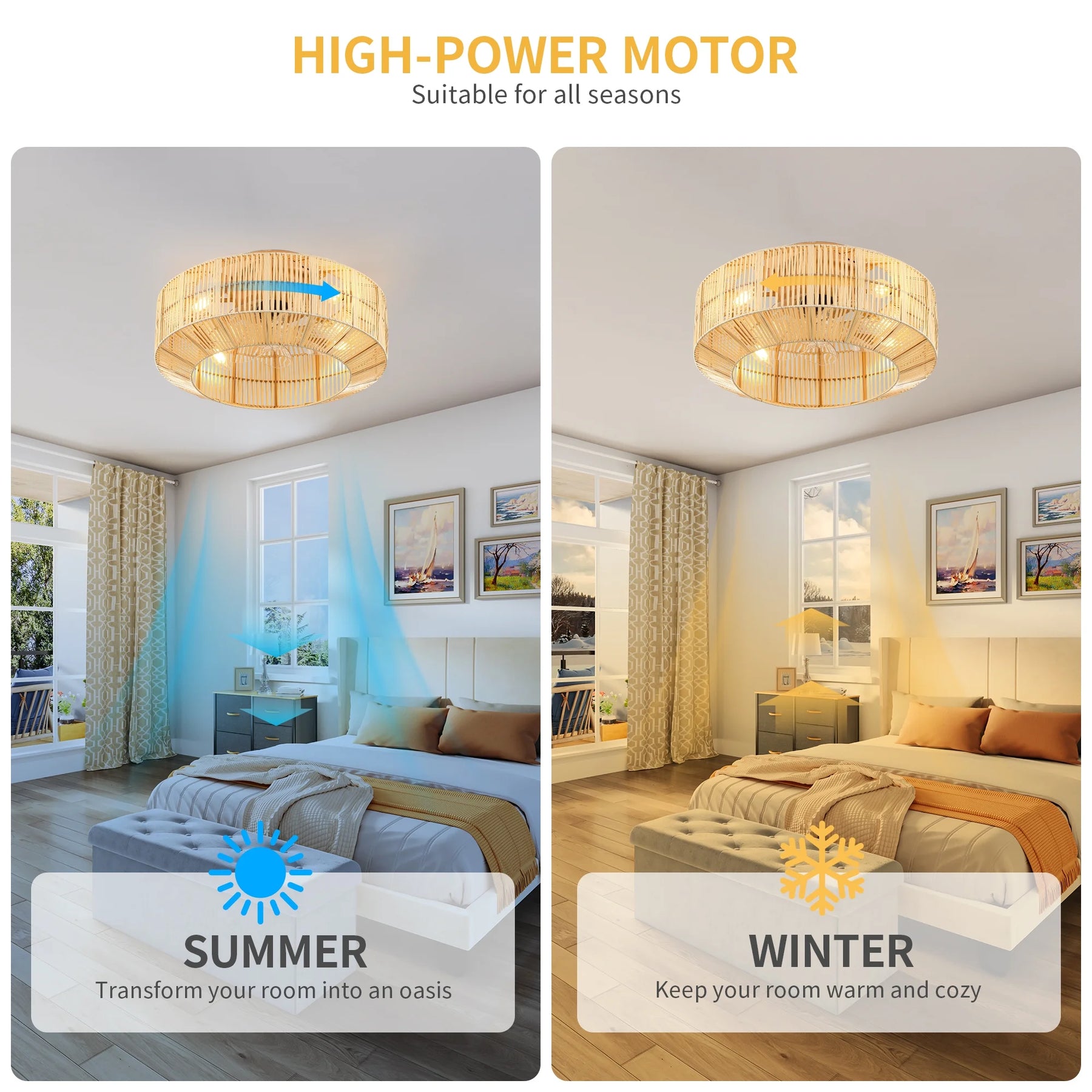 Dextrus 20" Caged Ceiling Fan with Lights and Remote Control, Rustic Farmhouse Flush Mount Design with - Product image 9