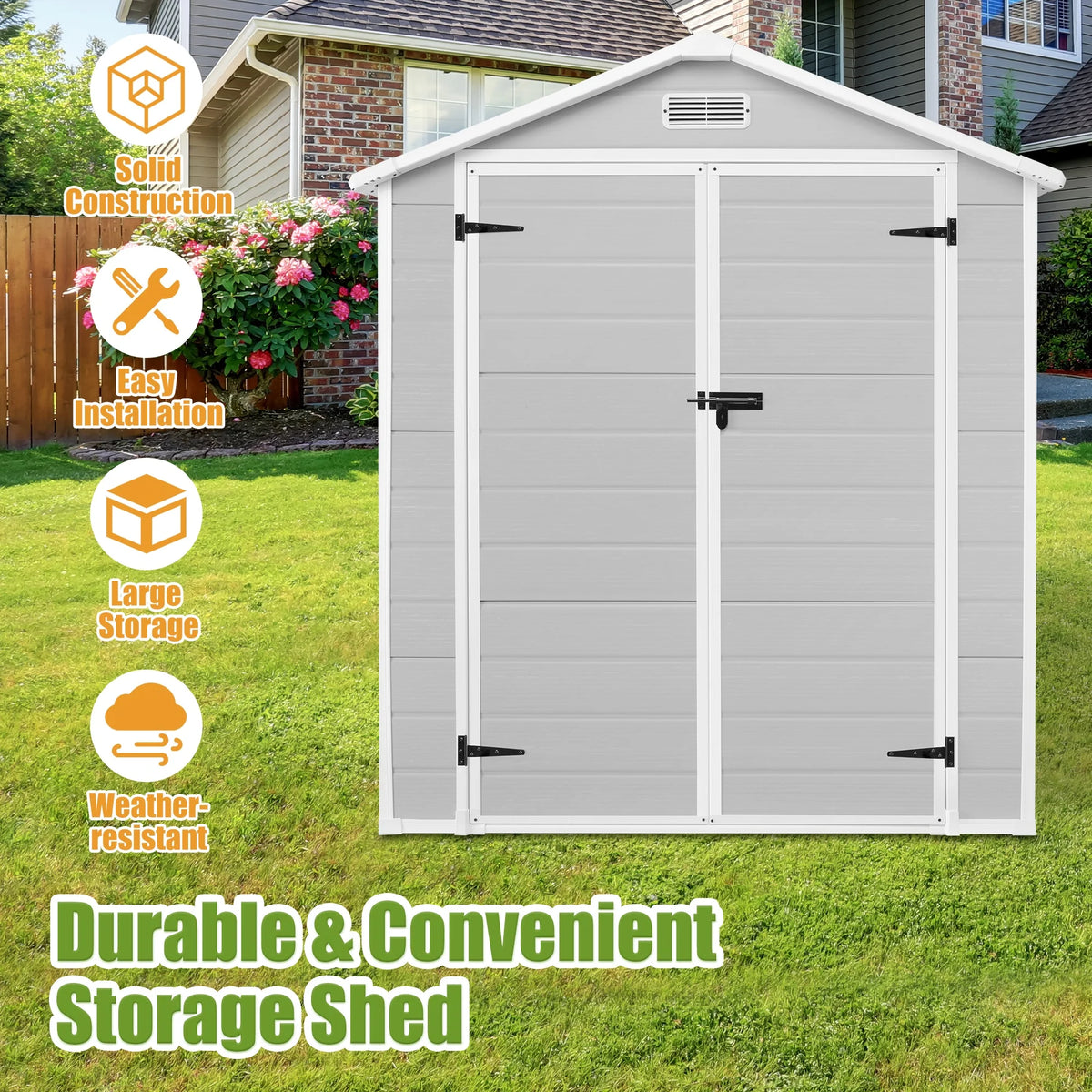 Enyopro 306gal Outdoor Storage Shed, Horizontal Resin Shed, Resistant Tool Plastic Shed for Storage of - Product image 21