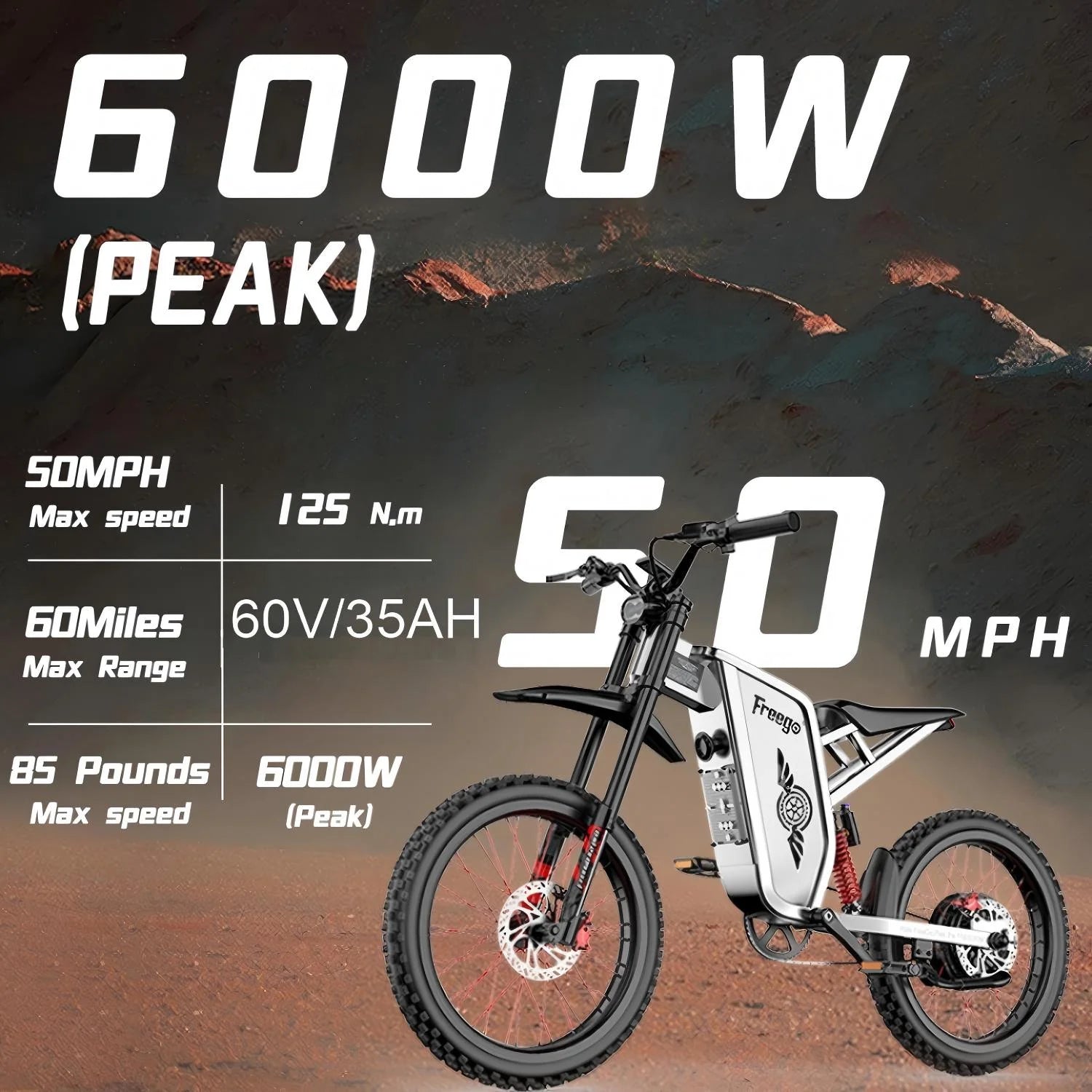 6000W(Peak) Motor 60V/35ah Battery, Freego X2pro Electric Motorcycle for Adults - Product image 7