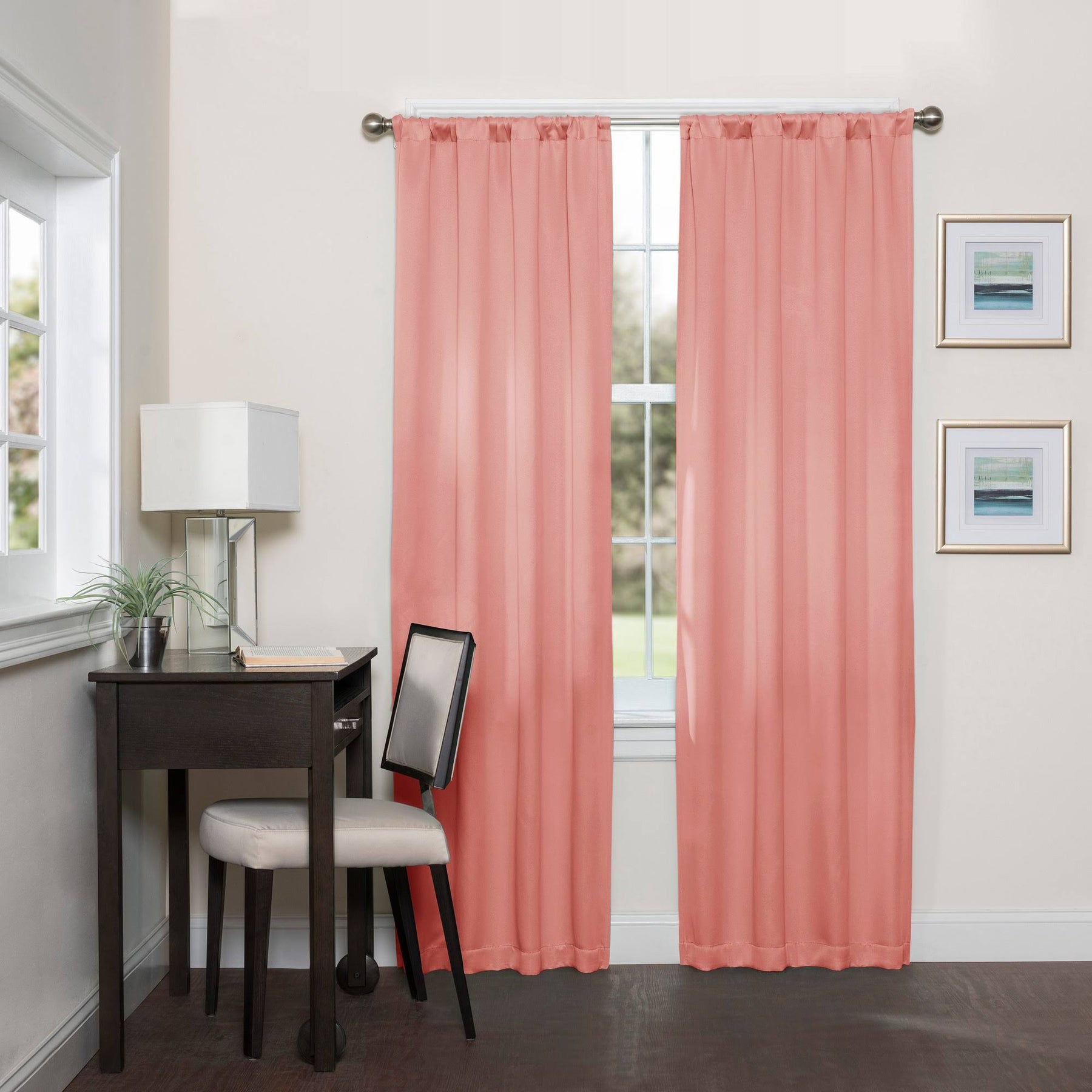 Eclipse Darrell Thermaweave Room Darkening Window Curtain Panel, Coral - Product image 1