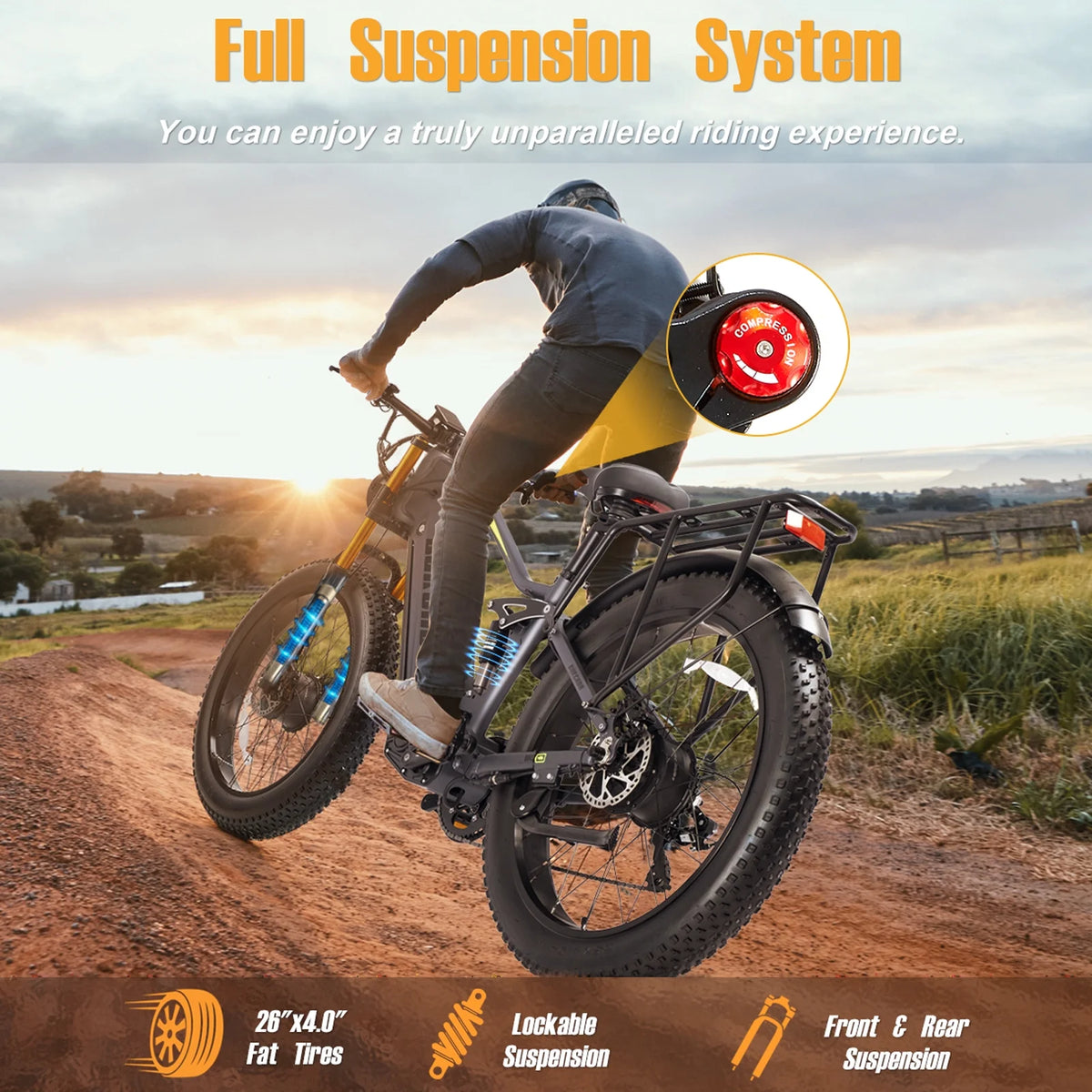 Electric Bike for Adults 26'', 1000W E - Mountain Bike 48V 30/20ah UL2849 Removable Battery - Product image 4