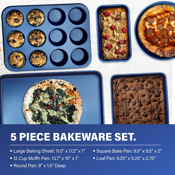 Classic Blue 20-Piece Aluminum Ultra-Durable Non-Stick Diamond Infused Cookware and Bakeware Set - Product image 9