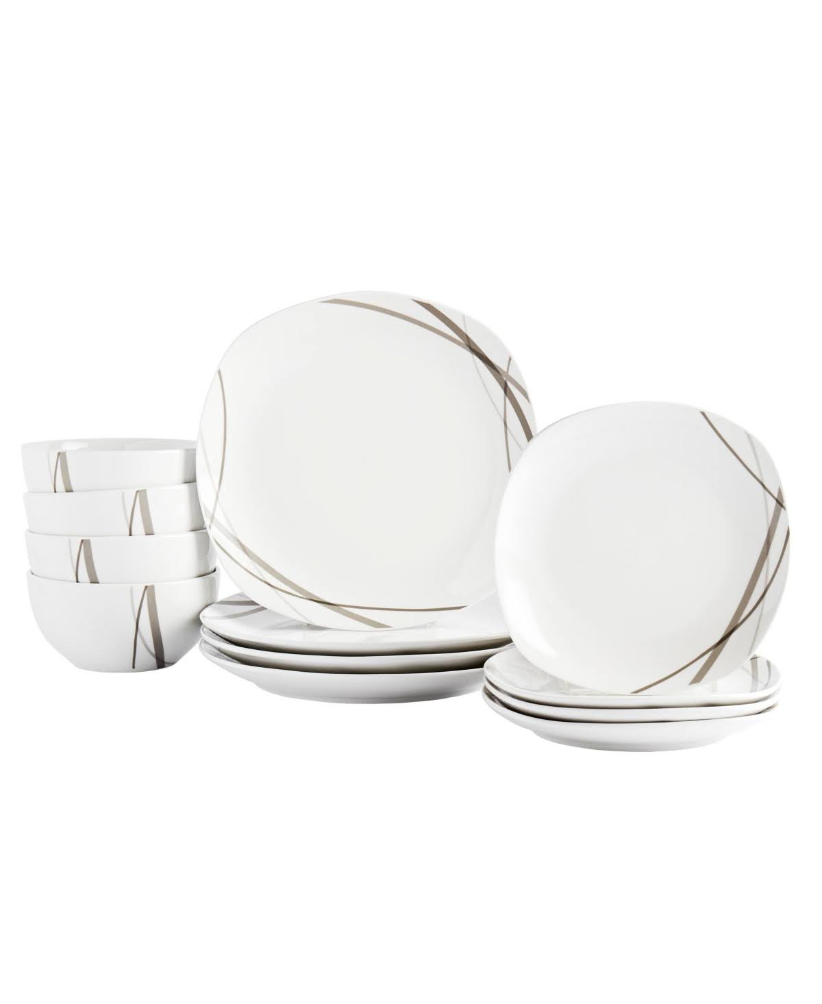 Tabletops Unlimited Curves Square 12-pc Dinnerware Set, White - Product image 1
