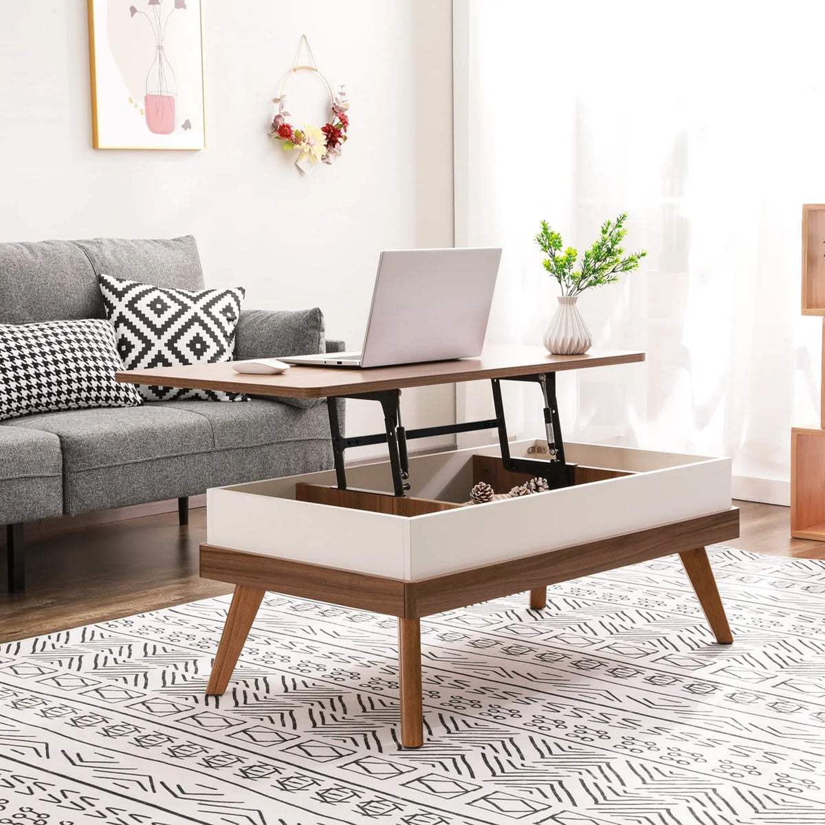 Bidiso Lift Top Coffee Table, Easy - to - Assembly Center Table with Hidden Storage Compartment - Product image 9