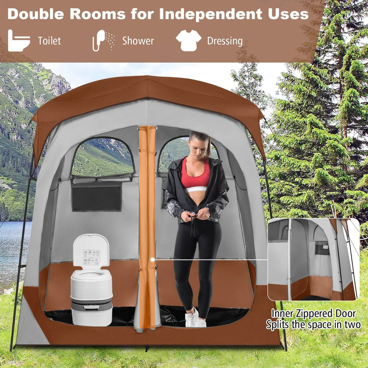 Favory Double - Room Shower Tent, Oversize Space Privacy Shelter for Camping with Floor - Product image 8