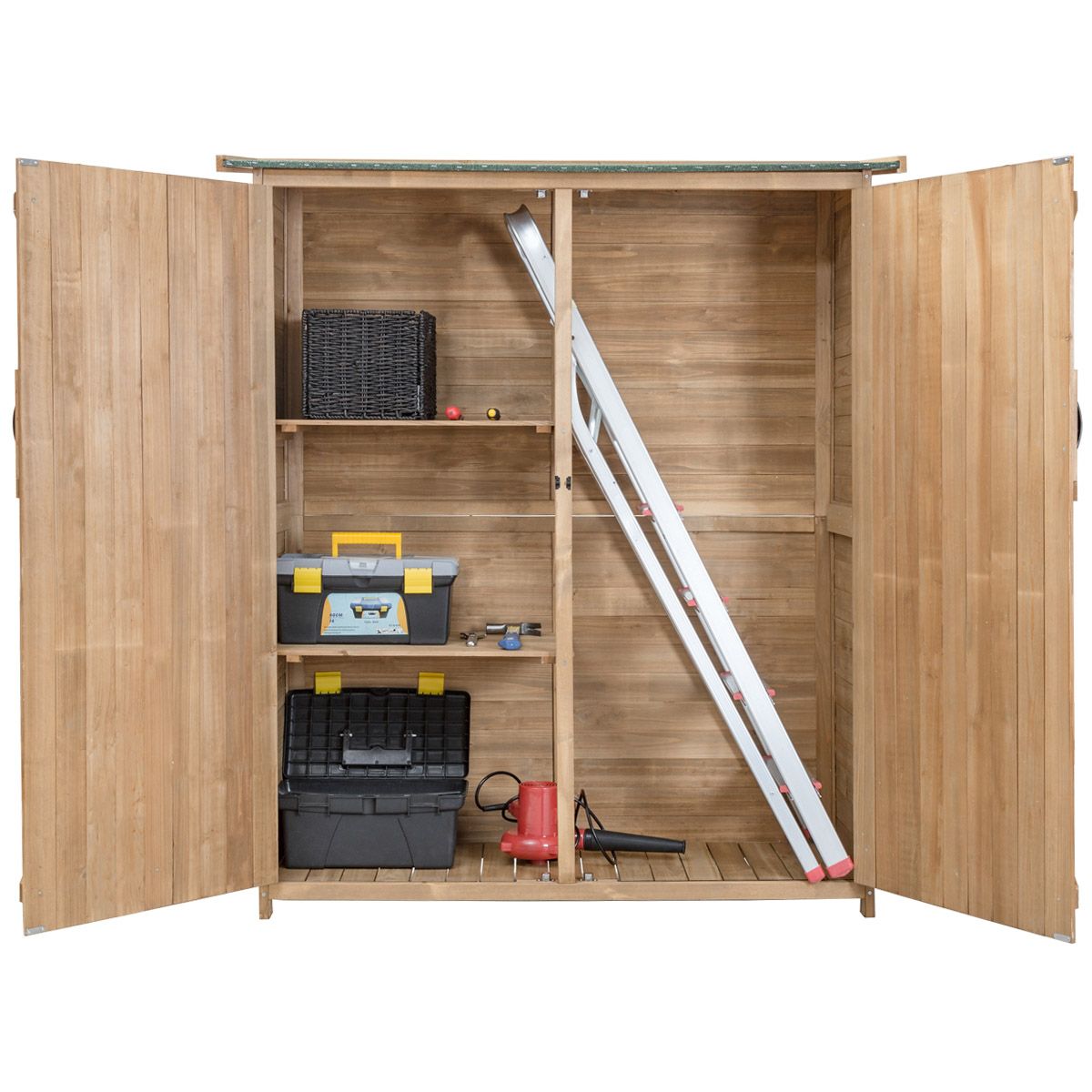 Wooden Garden Shed Outdoor Garden Shed Double Doors with Latch Sloped Asphalt Roof Outdoor Garden Shed 140 x 50 x 162 cm Natural -