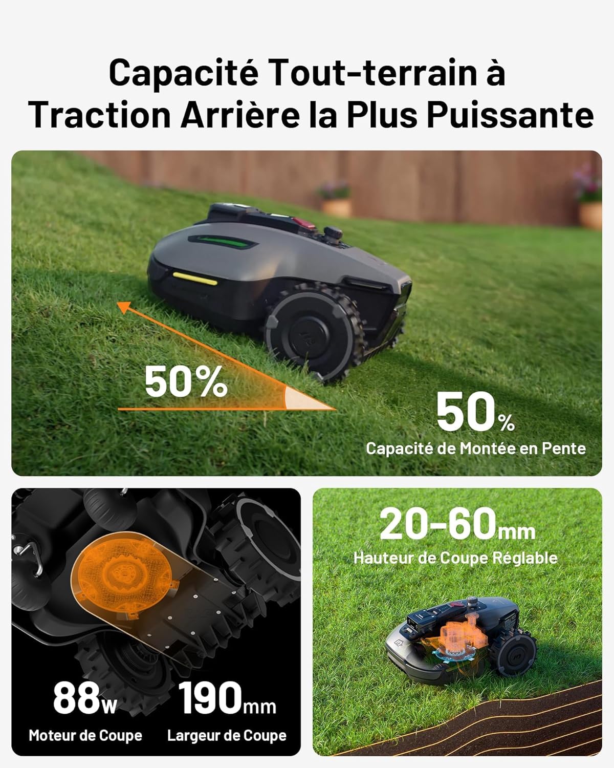 MAMMOTION YUKA Mini 700 Wireless Robot Lawn Mower, NetRTK+Vision, No RTK Antenna Required, Recommended 700 m², 50% Slope, Automatic Mapping, with 4G Module
